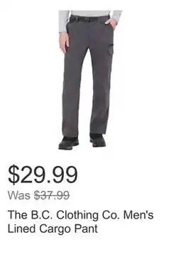 Costco The B.C. Clothing Co. Men's Lined Cargo Pant offer