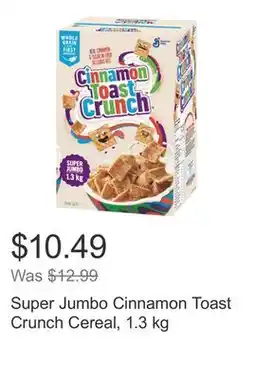 Costco Super Jumbo Cinnamon Toast Crunch Cereal, 1.3 kg offer