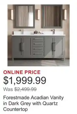 Costco Forestmade Acadian Vanity in Dark Grey with Quartz Countertop offer