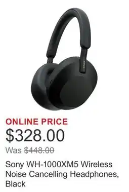 Costco Sony WH-1000XM5 Wireless Noise Cancelling Headphones, Black offer