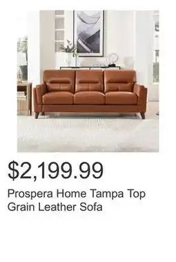 Costco Prospera Home Tampa Top Grain Leather Sofa offer