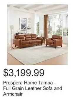 Costco Prospera Home Tampa - Full Grain Leather Sofa and Armchair offer