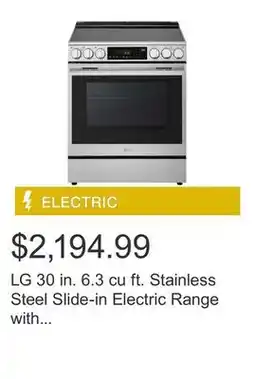 Costco LG 30 in. 6.3 cu ft. Stainless Steel Slide-in Electric Range with Air Sous Vide offer