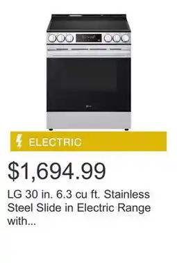 Costco LG 30 in. 6.3 cu ft. Stainless Steel Slide in Electric Range with Air Fry and EasyClean offer