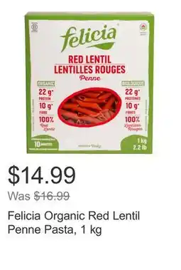 Costco Felicia Organic Red Lentil Penne Pasta, 1 kg offer