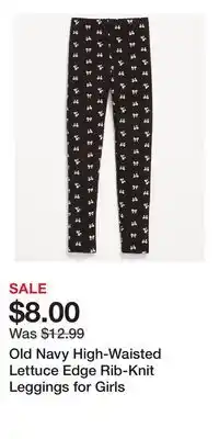 Old Navy Old Navy High-Waisted Lettuce Edge Rib-Knit Leggings for Girls offer