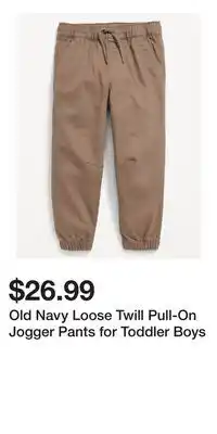 Old Navy Old Navy Loose Twill Pull-On Jogger Pants for Toddler Boys offer