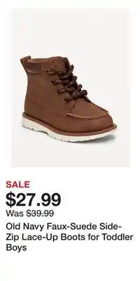 Old Navy Old Navy Faux-Suede Side-Zip Lace-Up Boots for Toddler Boys offer