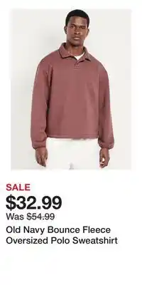 Old Navy Old Navy Bounce Fleece Oversized Polo Sweatshirt offer