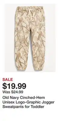 Old Navy Old Navy Cinched-Hem Unisex Logo-Graphic Jogger Sweatpants for Toddler offer