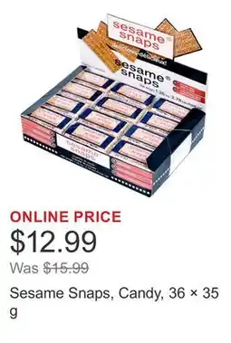 Costco Sesame Snaps, Candy, 36 × 35 g offer