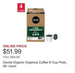 Costco Zavida Organic Organica Coffee K-Cup Pods, 96- count offer
