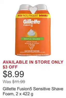 Costco Gillette Fusion5 Sensitive Shave Foam, 2 x 422 g offer
