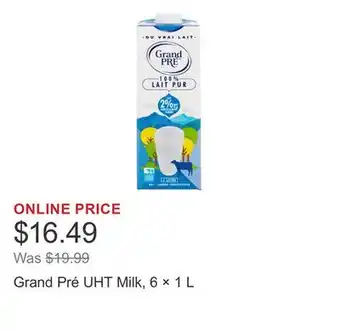 Costco Grand Pré UHT Milk, 6 × 1 L offer