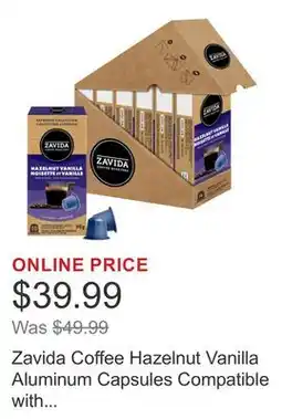 Costco Zavida Coffee Hazelnut Vanilla Aluminum Capsules Compatible with Nespresso Original System, 60 count offer