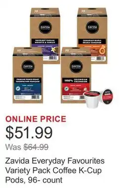 Costco Zavida Everyday Favourites Variety Pack Coffee K-Cup Pods, 96- count offer