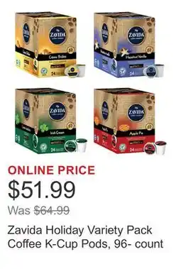 Costco Zavida Holiday Variety Pack Coffee K-Cup Pods, 96- count offer