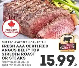 IGA Fresh AAA certified angus beef top sirloin roast or steaks offer