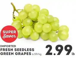 IGA Imported fresh seedless green grapes offer