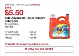 Costco Tide Advanced Power laundry detergent offer