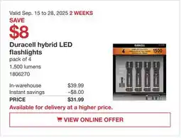 Costco Duracell hybrid LED flashlights offer