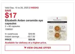 Costco Elizabeth Arden ceramide eye capsules offer
