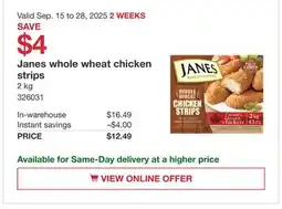 Costco Janes whole wheat chicken strips offer