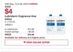 Costco Lubriderm fragrance-free lotion offer