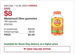 Costco Metamucil fibre gummies 180 capsules offer