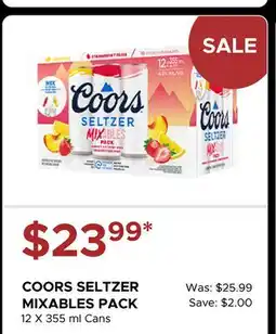 The Beer Store COORS SELTZER MIXABLES PACK Cans offer