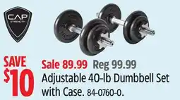 Canadian Tire Adjustable 40-lb Dumbbell Set with Case offer