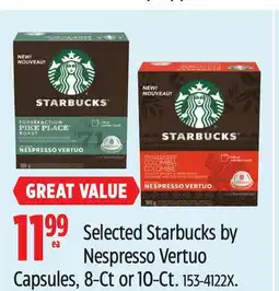 Canadian Tire Selected Starbucks by Nespresso Vertuo Capsules offer