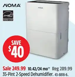 Canadian Tire Noma 35-Pint 2-Speed Dehumidifier offer