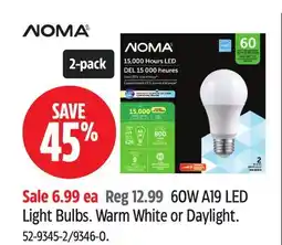 Canadian Tire 60W A19 LED Light Bulbs offer