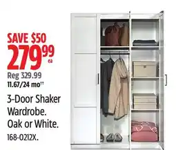 Canadian Tire Sauder 3-Door Shaker Wardrobe offer