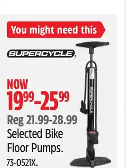 Canadian Tire Supercycle Selected Bike Floor Pumps offer