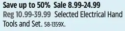 Canadian Tire Mastercraft Selected Electrical Hand Tools and Set offer