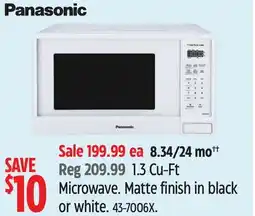 Canadian Tire Panasonic 1.3 Cu-Ft Microwave offer