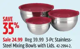 Canadian Tire MASTER Chef 3-Pc Stainless- Steel Mixing Bowls with Lids offer
