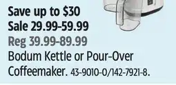 Canadian Tire Bodum Kettle or Pour-Over Coffeemaker offer