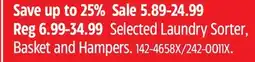 Canadian Tire type A Selected Laundry Sorter, Basket and Hampers offer