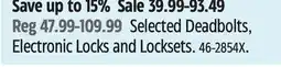 Canadian Tire Weiser Selected Deadbolts, Electronic Locks and Locksets offer