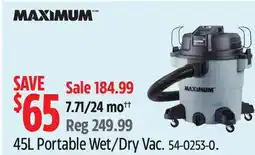 Canadian Tire Maximum 45L Portable Wet/Dry Vac offer