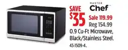 Canadian Tire MASTER Chef 0.9 Cu-Ft Microwave, Black/Stainless Steel offer