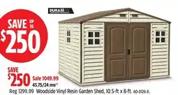 Canadian Tire Duramax Woodside Vinyl Resin Garden Shed, 10.5-ft x 8-ft offer