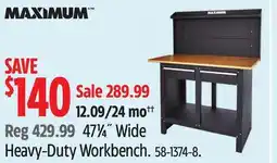 Canadian Tire MAXIMUM 471⁄4˝ Wide Heavy-Duty Workbench offer