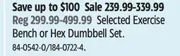 Canadian Tire Cap Barbell Selected Exercise Bench or Hex Dumbbell Set offer
