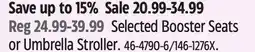 Canadian Tire Selected Booster Seats or Umbrella Stroller offer