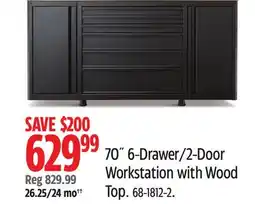 Canadian Tire Mastercraft 70˝ 6-Drawer/2-Door Workstation with Wood Top offer