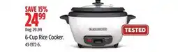 Canadian Tire Black+ Decker 6-Cup Rice Cooker offer